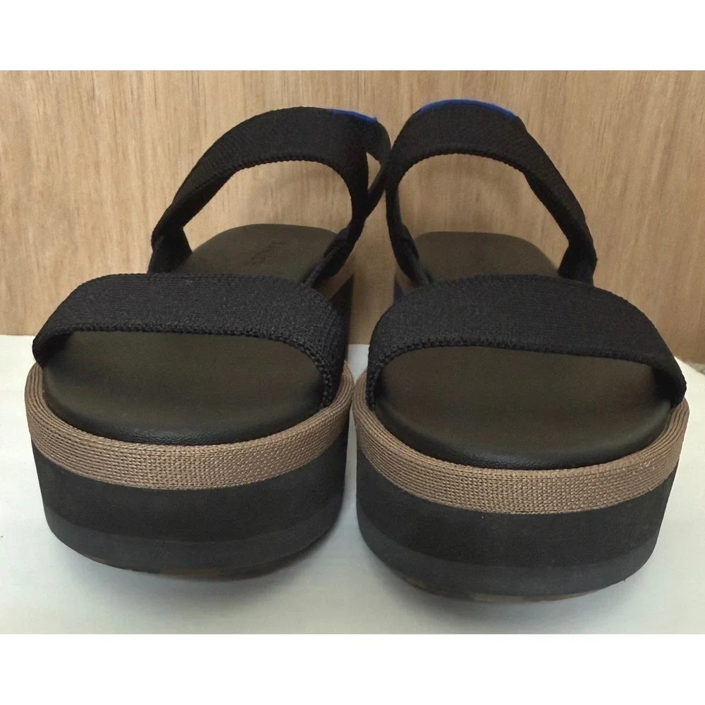Rothy's Womens The Lightweight Wedge Sandals Black Size 9 NEW Platform Slingback